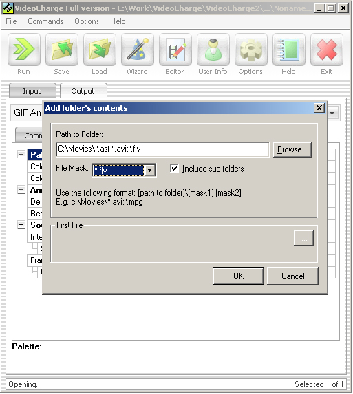 Folder selection dialog