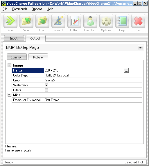 Adjustment of frame parameters